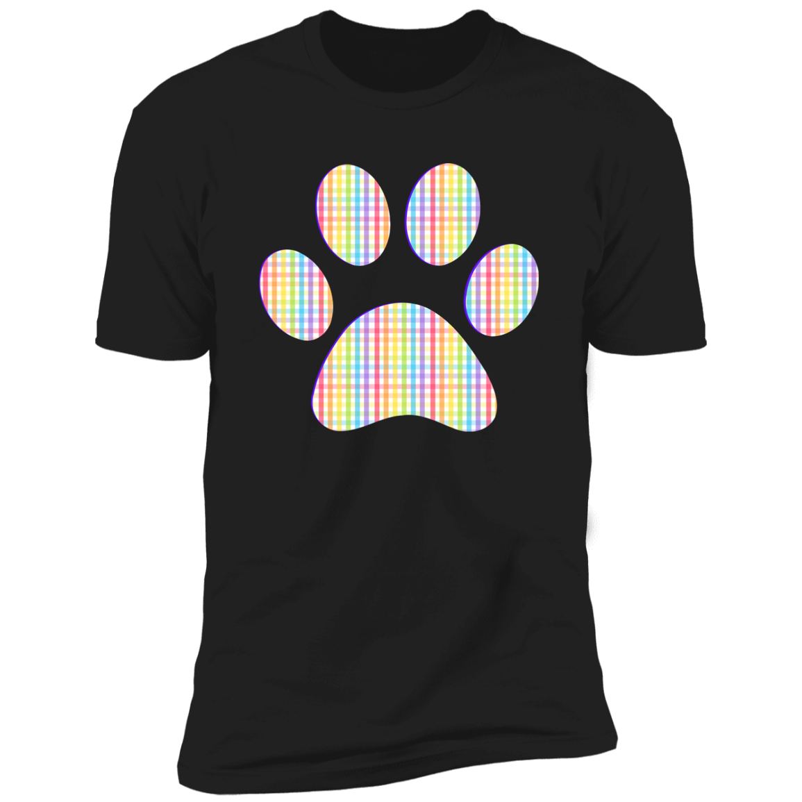 Pride Paw (Gingham) Pride T-shirt, Paw Pride Dog Shirt for humans, in black