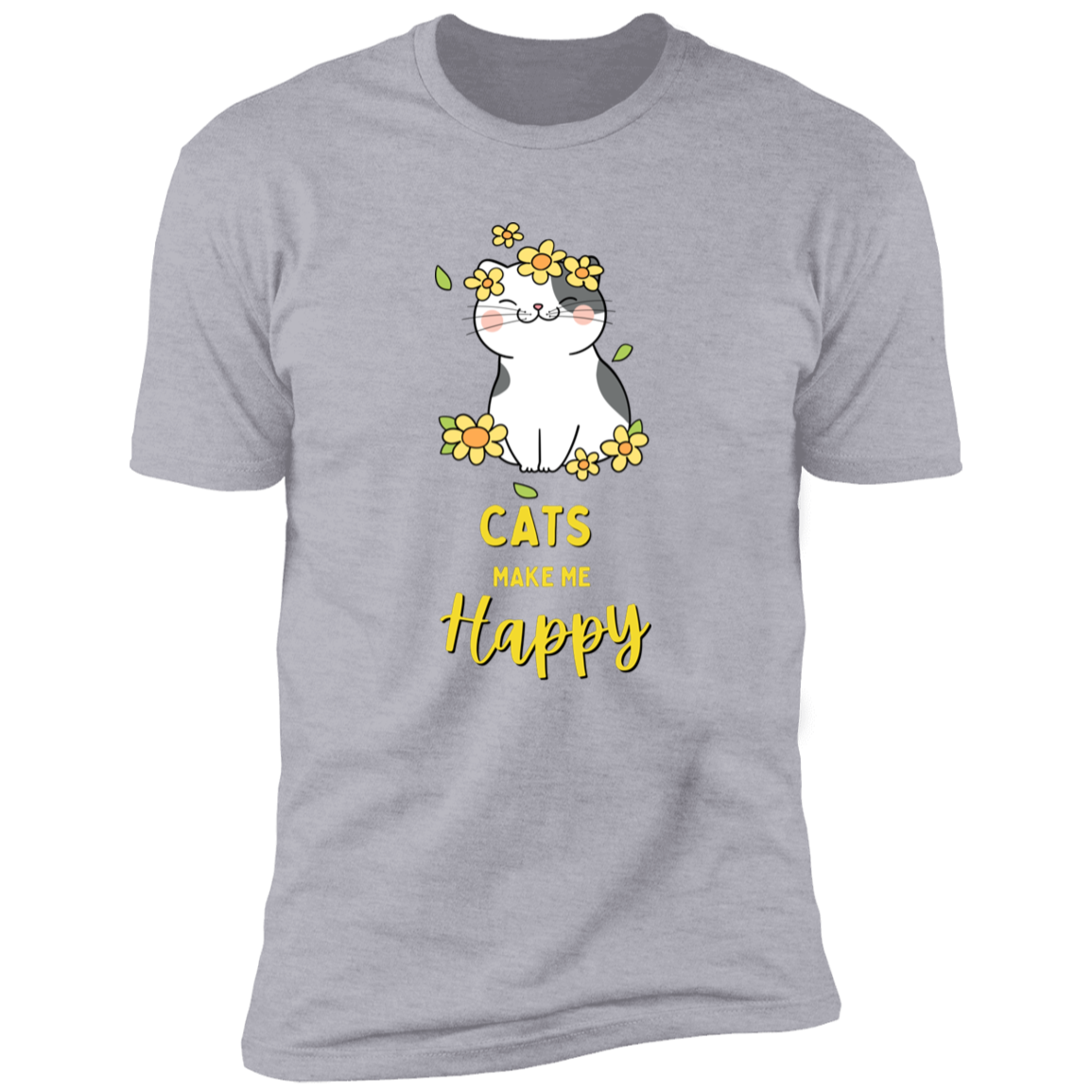 Cats Make Me Happy T-shirt, Cat Shirt for humans, in light heather gray