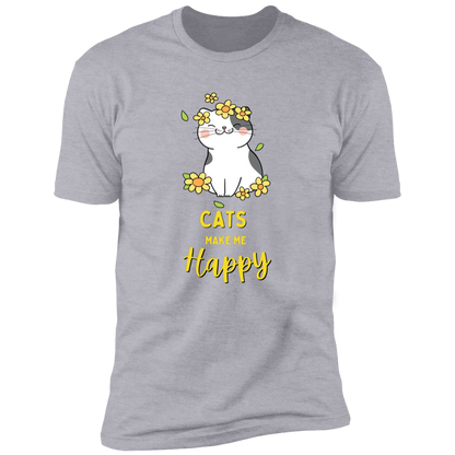 Cats Make Me Happy T-shirt, Cat Shirt for humans, in light heather gray