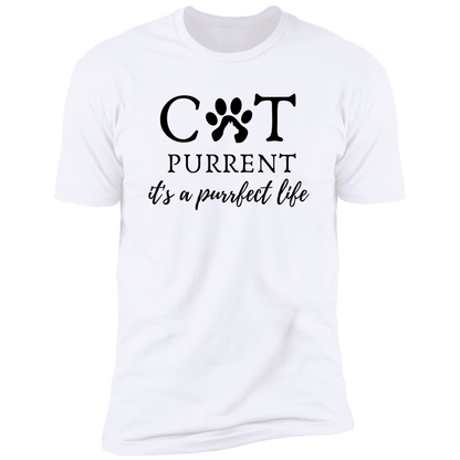 Cat Purrent It's a Purrfect Life T-shirt, Cat Parent Shirt for humans, in white