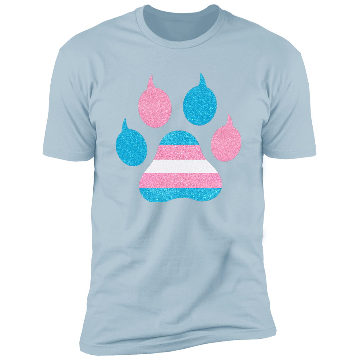 Trans Pride Cat Paw trans pride t-shirt,  trans cat paw pride shirt for humans, in light blue