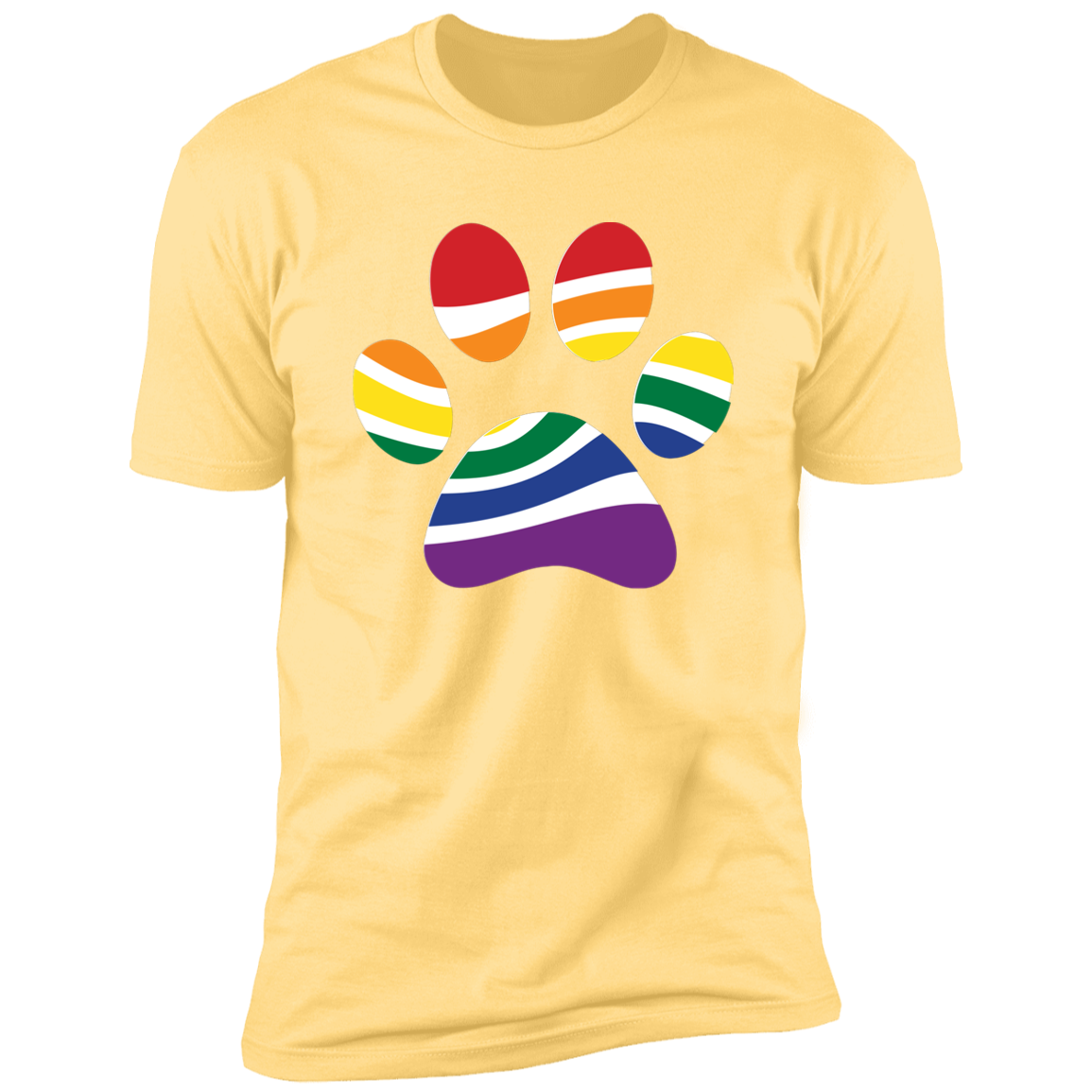 Pride Paw (Retro) Pride T-shirt, Paw Pride Dog Shirt for humans, in banana cream
