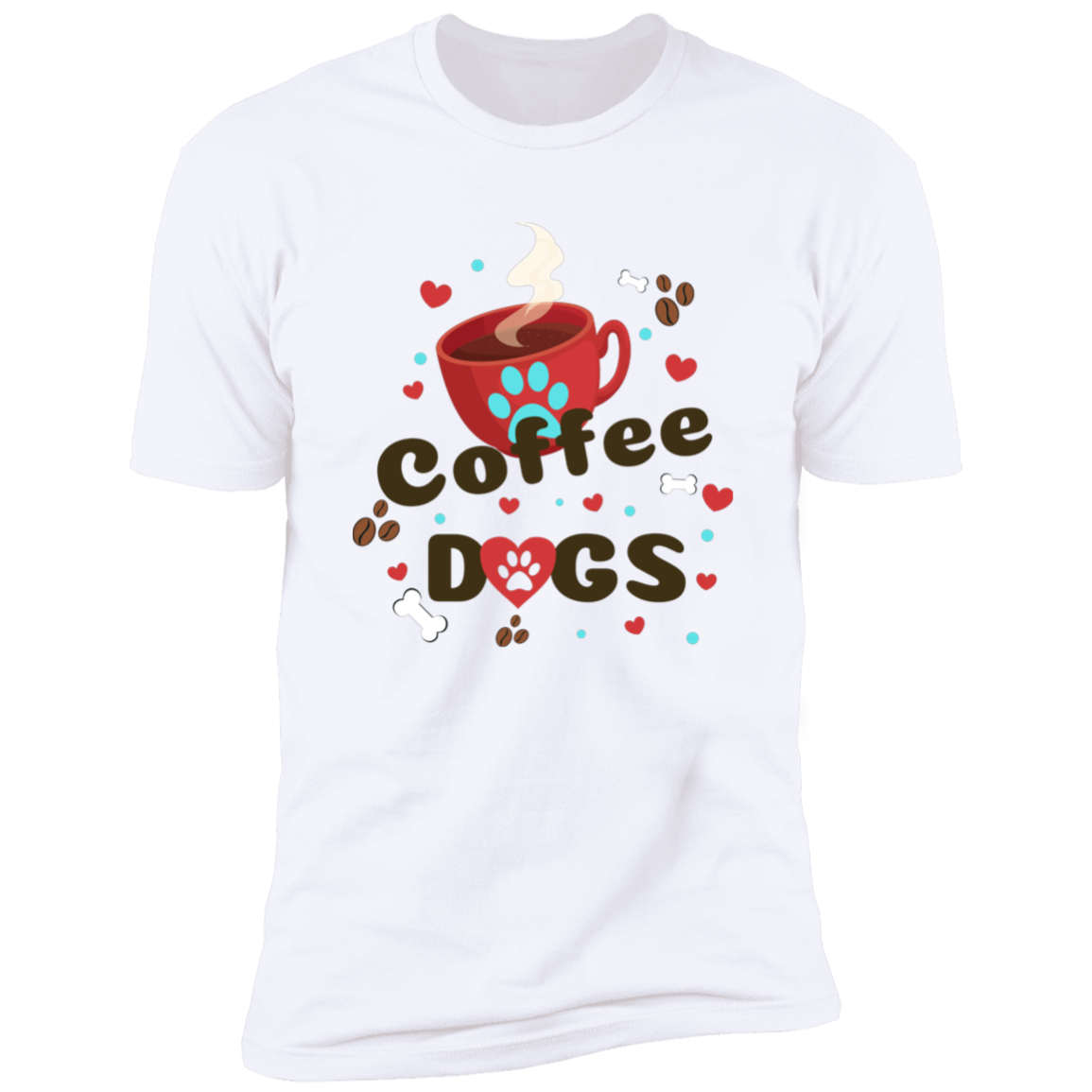 Coffee Dogs T-shirt, Dog Shirt for humans, in white