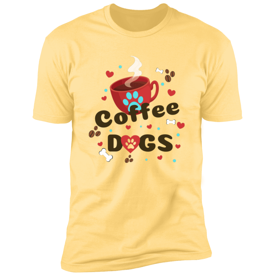 Coffee Dogs T-shirt, Dog Shirt for humans, in banana cream