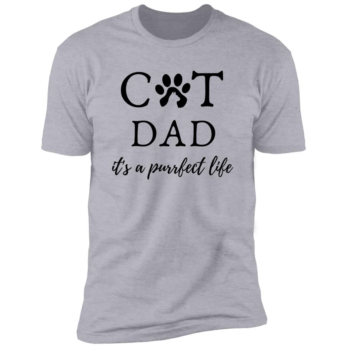 Cat Dad It's a Purrfect Life T-shirt, Cat Dad Shirt for humans, in light heather gray