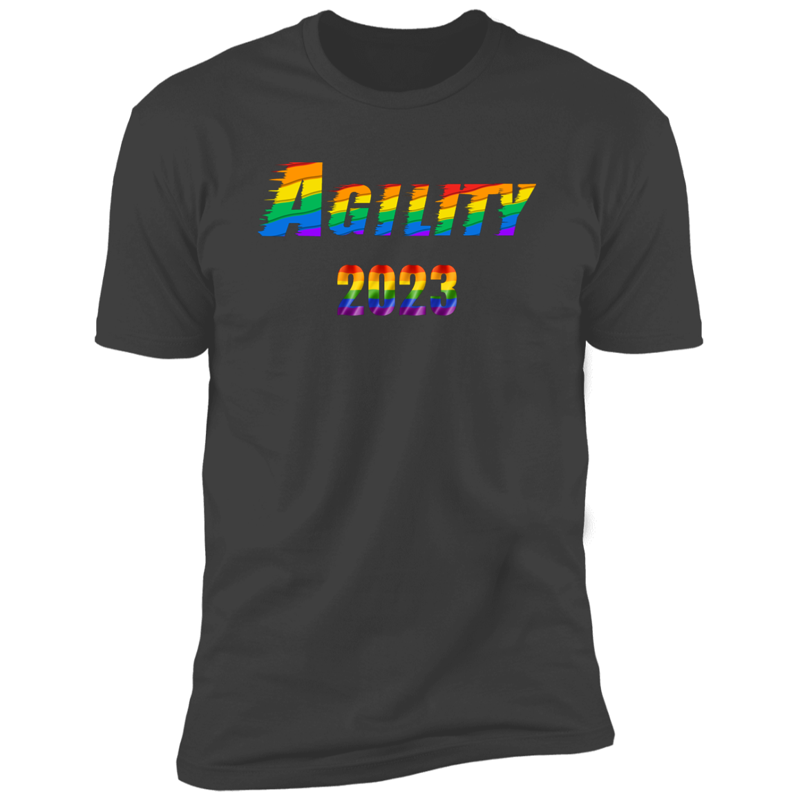 Agility Pride 2023 Cat pride t-shirt,  Agility pride shirt for humans, in heavy metal gray