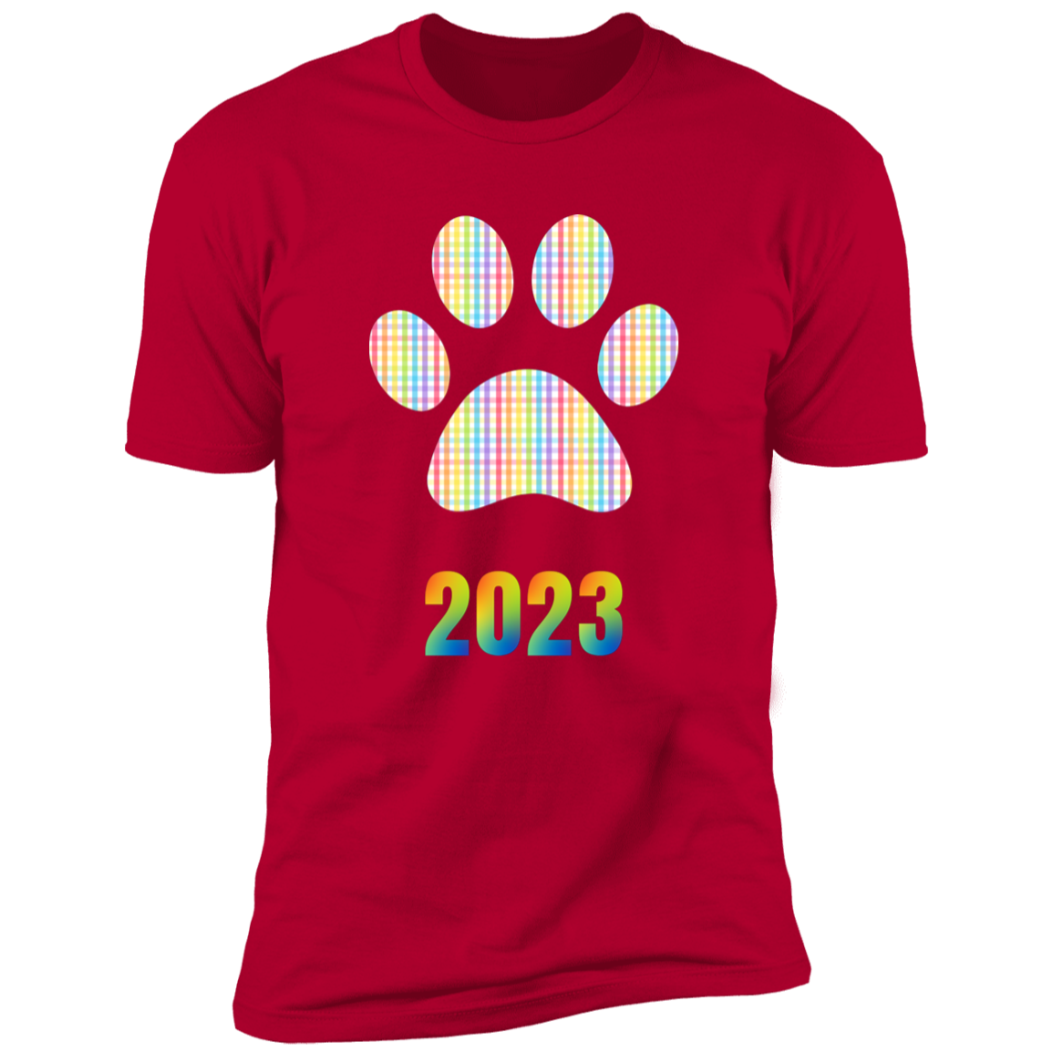 Pride Paw 2023 (Gingham) Pride T-shirt, Paw Pride Dog Shirt for humans, in red