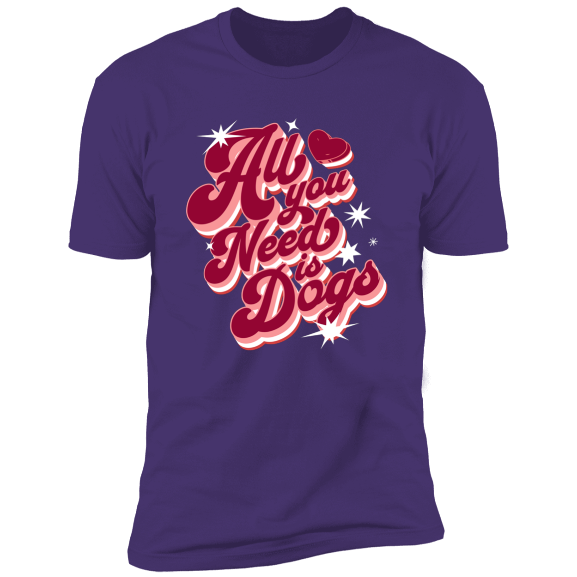 All I Need is Dogs T-shirt, Dog Shirt for humans, in purple rush