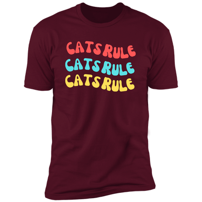 Cats Rule T-shirt, Cat Shirt for humans, in maroon
