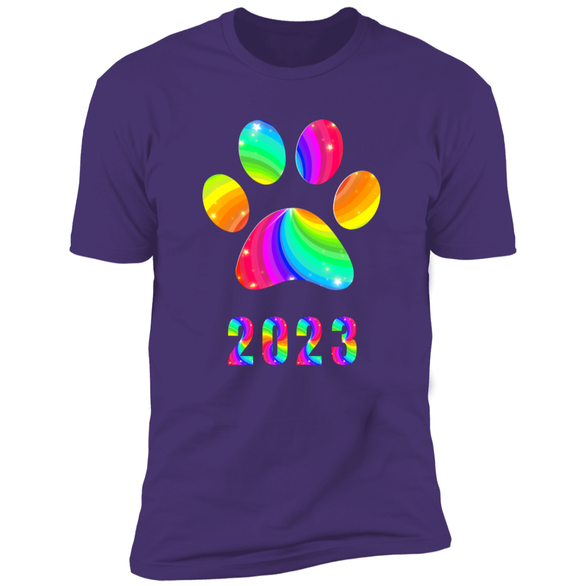 Pride Paw 2023 (Swirl) Pride T-shirt, Paw Pride Dog Shirt for humans, in purple rush