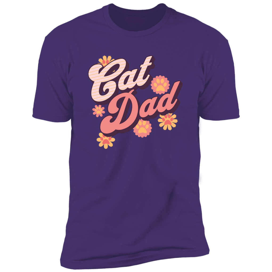Cat Dad Retro T-shirt, Cat Dad Shirt for humans, in purple rush