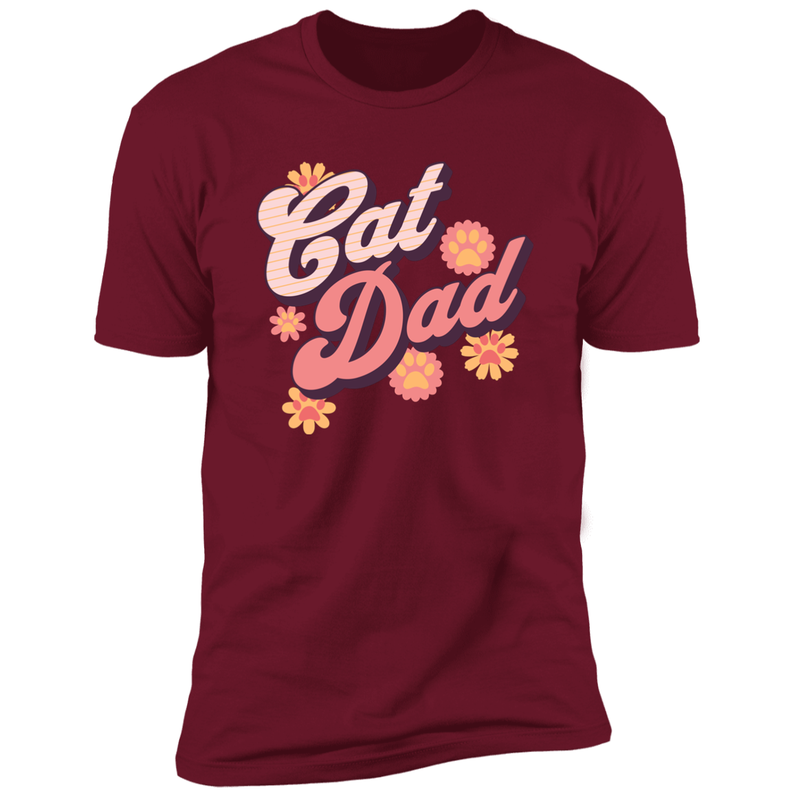 Cat Dad Retro T-shirt, Cat Dad Shirt for humans, in cardinal red