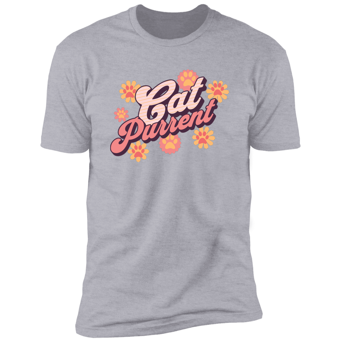 Cat Purrent Retro T-shirt, Cat Parent Shirt for humans, in light heather gray