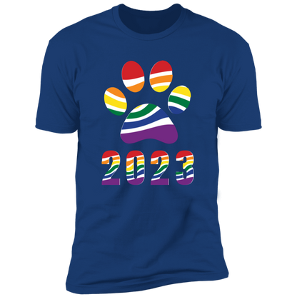 Pride Paw 2023 (Retro) Pride T-shirt, Paw Pride Dog Shirt for humans, in royal blue