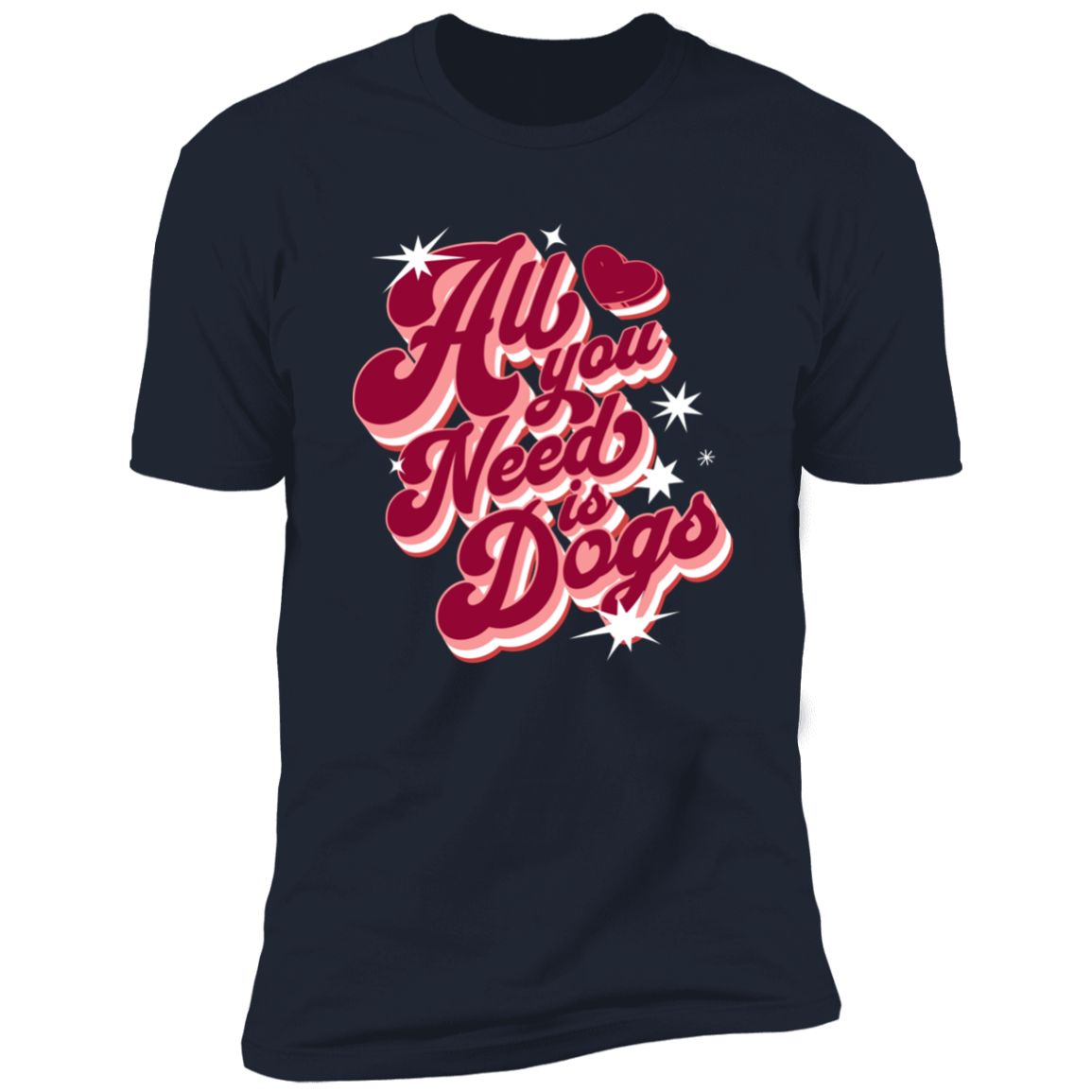 All I Need is Dogs T-shirt, Dog Shirt for humans, in navy blue