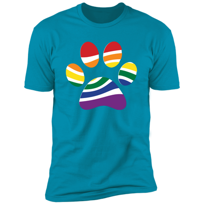 Pride Paw (Retro) Pride T-shirt, Paw Pride Dog Shirt for humans, in turquoise 
