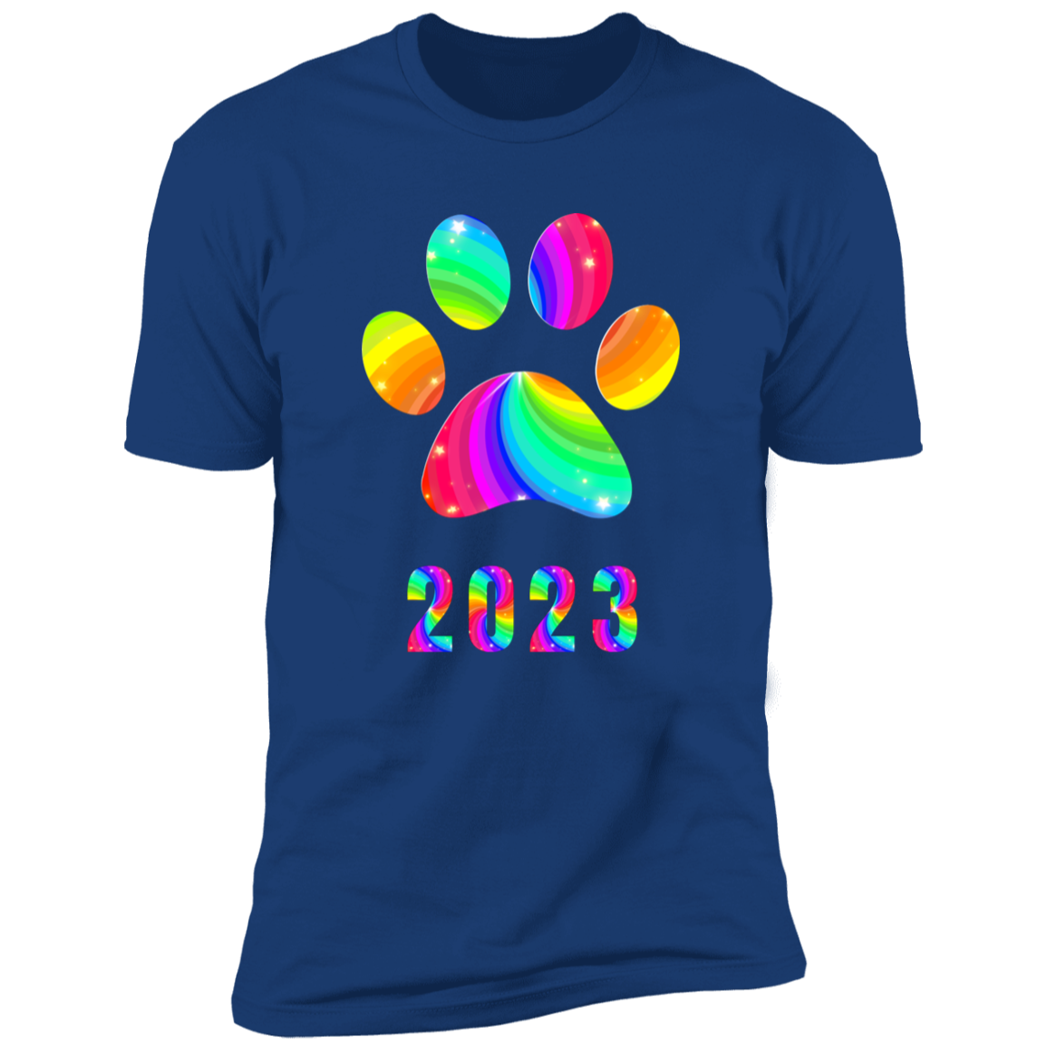 Pride Paw 2023 (Swirl) Pride T-shirt, Paw Pride Dog Shirt for humans, in royal blue