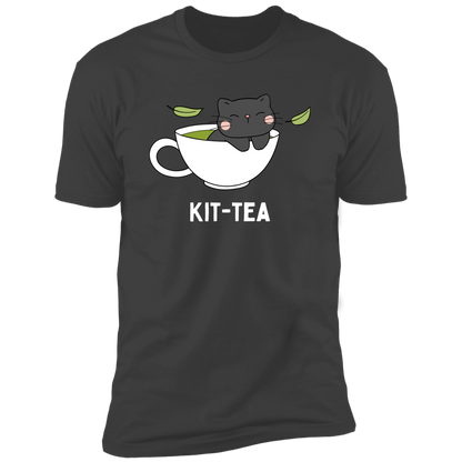 Kitt-Tea T-Shirt, kitty tea shirt, Cat Shirt for humans, funny cat shirt, in heavy metal gray