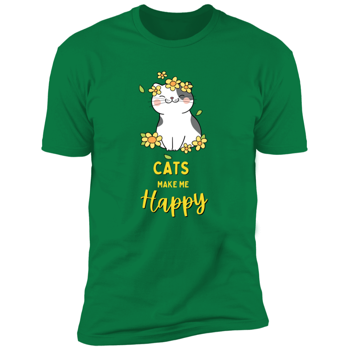 Cats Make Me Happy T-shirt, Cat Shirt for humans, in kelly green