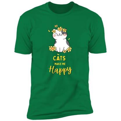 Cats Make Me Happy T-shirt, Cat Shirt for humans, in kelly green