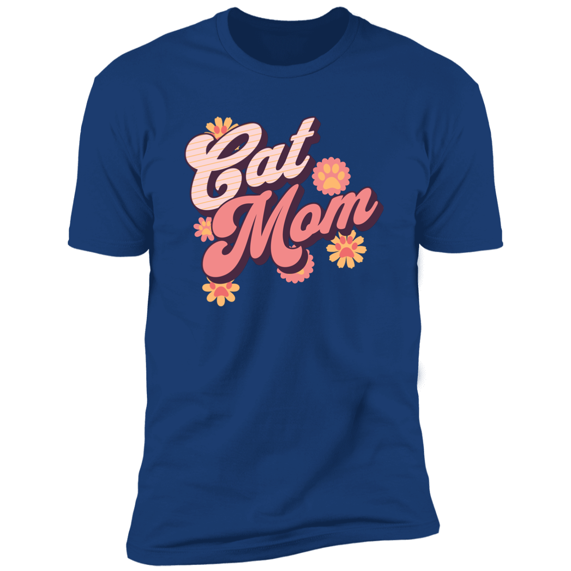 Cat Mom Retro T-shirt, Cat Mom Shirt for humans, in royal blue