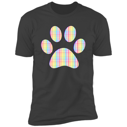 Pride Paw (Gingham) Pride T-shirt, Paw Pride Dog Shirt for humans, in heavy metal gra