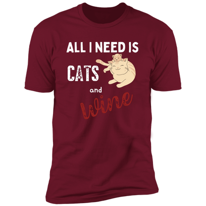 All I Need is Cats and Wine, Cat shirt for humas, in cardinal red