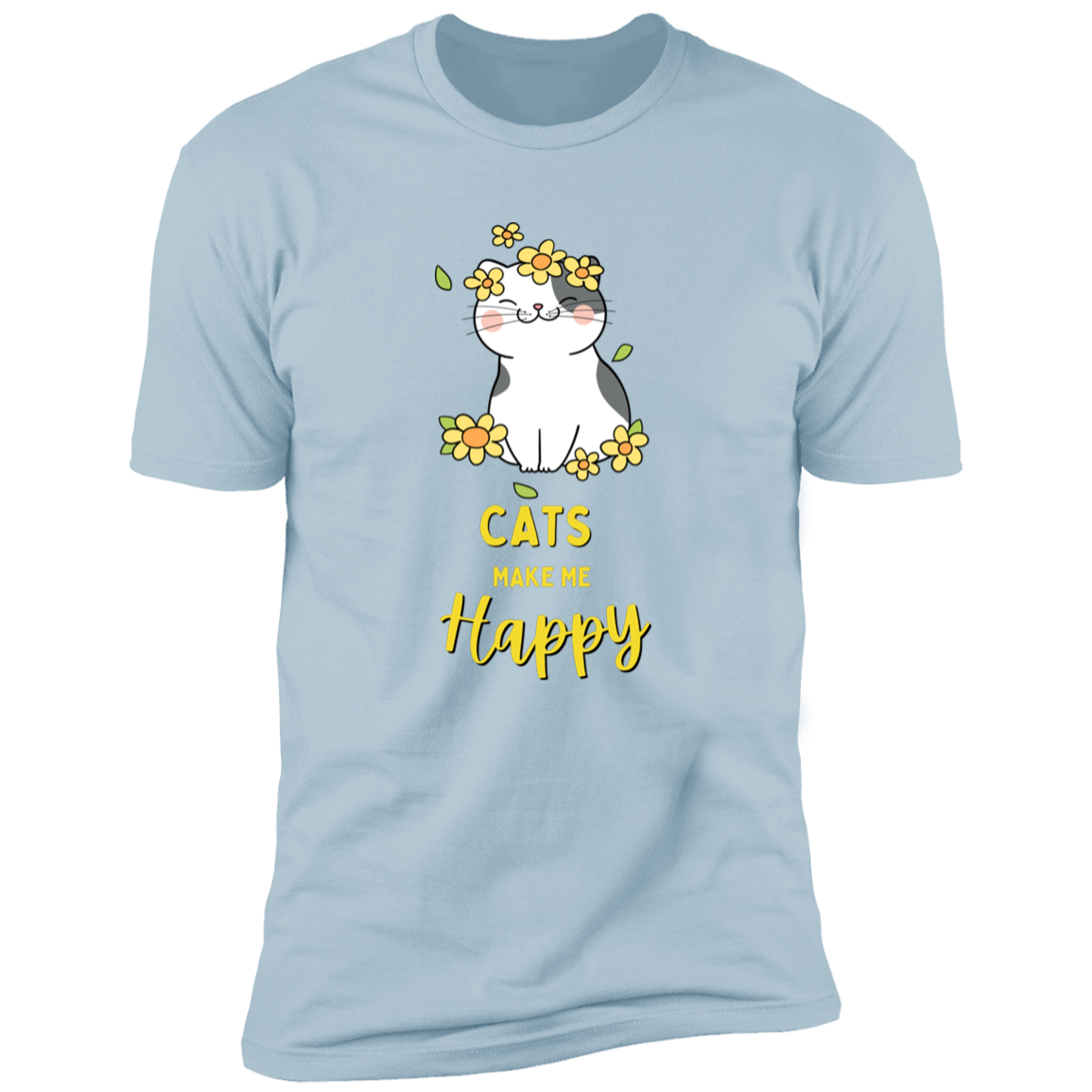 Cats Make Me Happy T-shirt, Cat Shirt for humans, in light blue