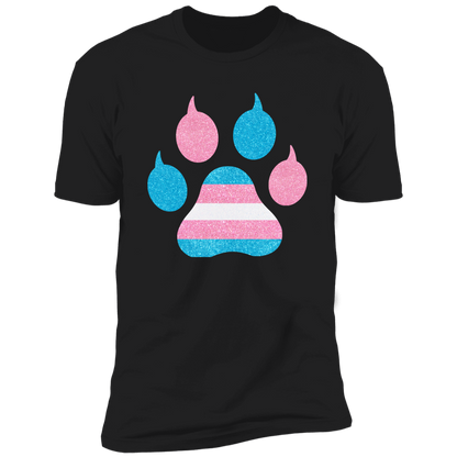Trans Pride Cat Paw trans pride t-shirt,  trans cat paw pride shirt for humans, in black