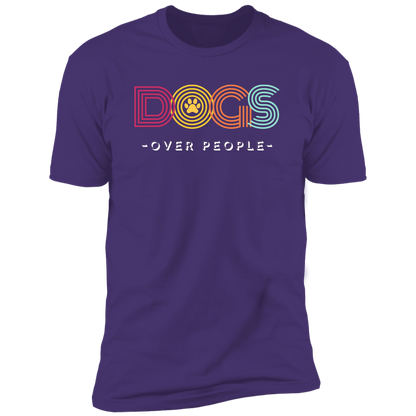 Dogs Over People t-shirt, funny dog shirt for humans, in purple rush