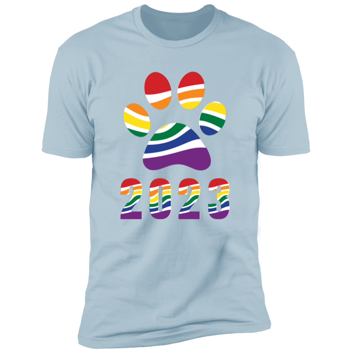 Pride Paw 2023 (Retro) Pride T-shirt, Paw Pride Dog Shirt for humans, in light blue
