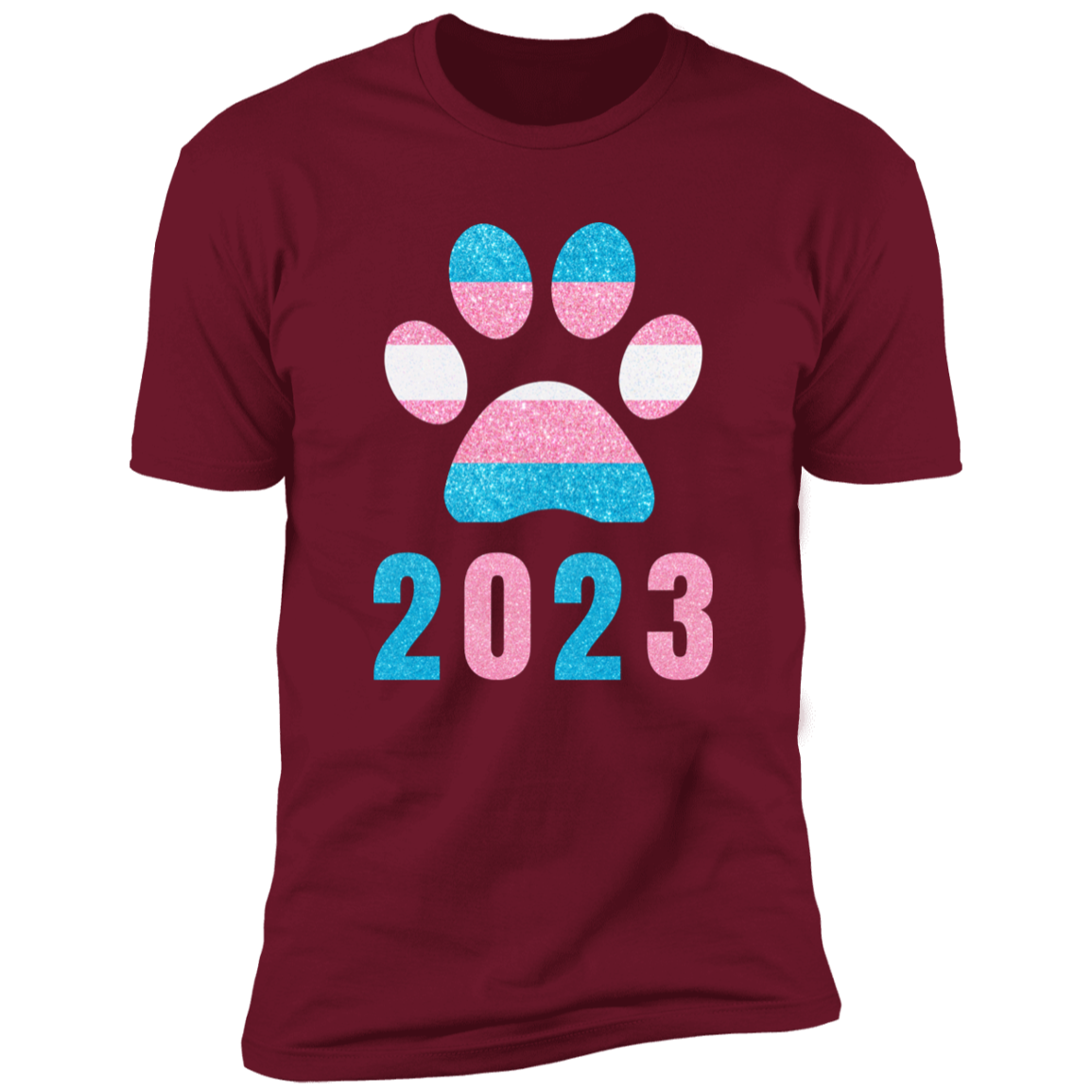 Dog Paw Trans Pride 2023 t-shirt, dog trans pride dog shirt for humans, in cardinal red