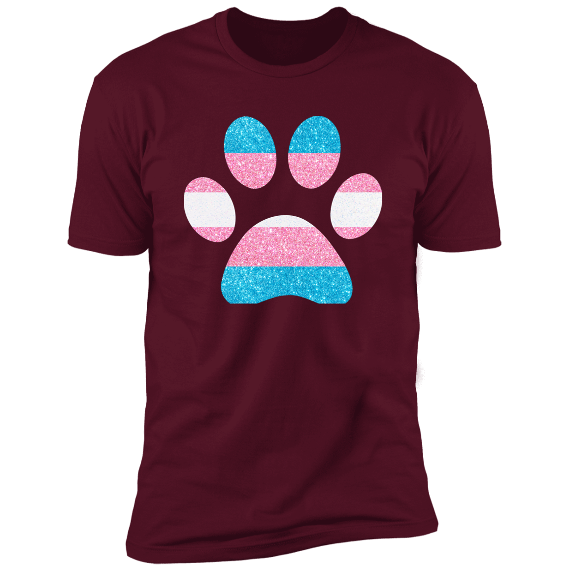 Dog Paw Trans Pride t-shirt, dog trans pride dog shirt for humans, in maroon