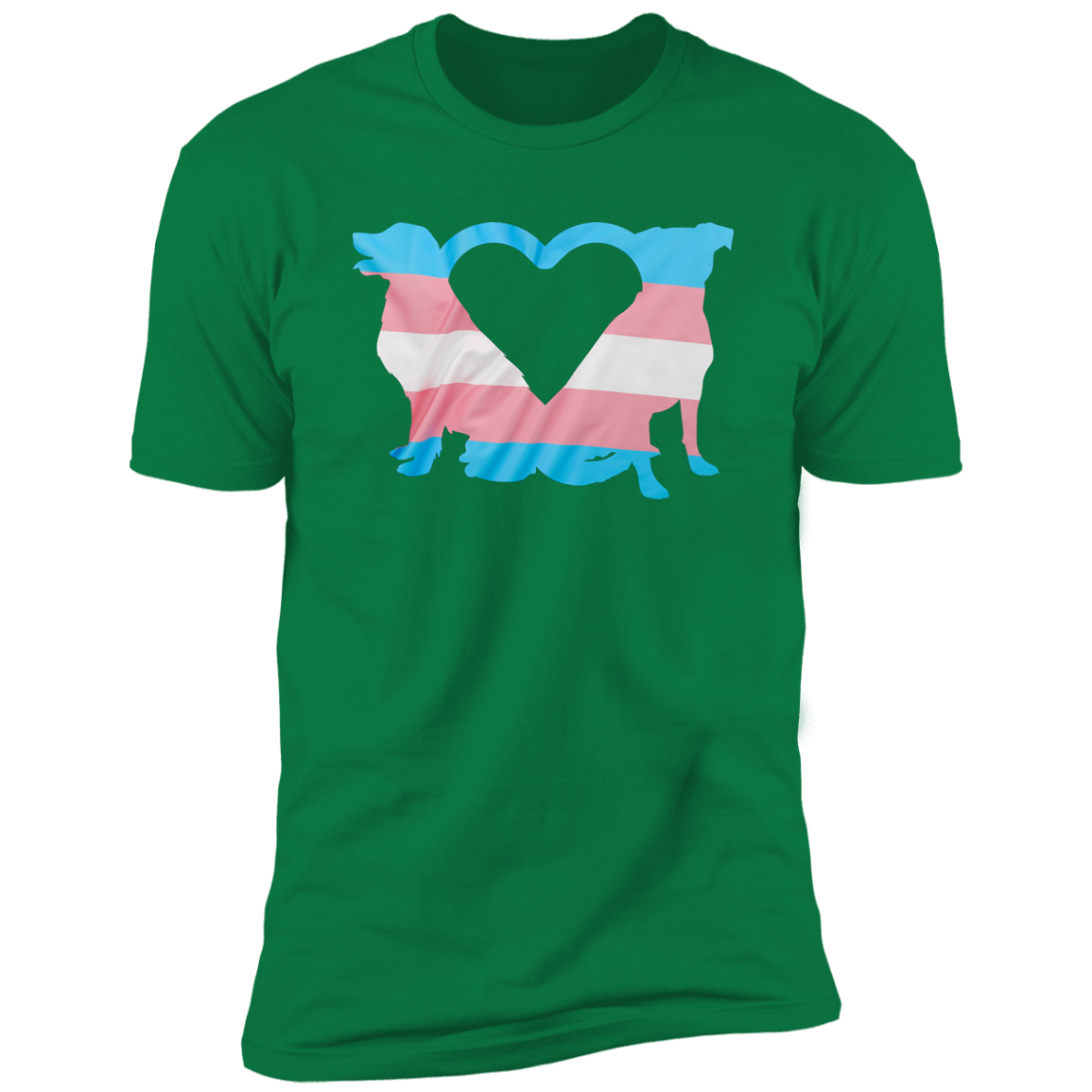 Trans Pride Dogs Heart Pride T-shirt, Trans Pride Dog Shirt for humans, in kelly green
