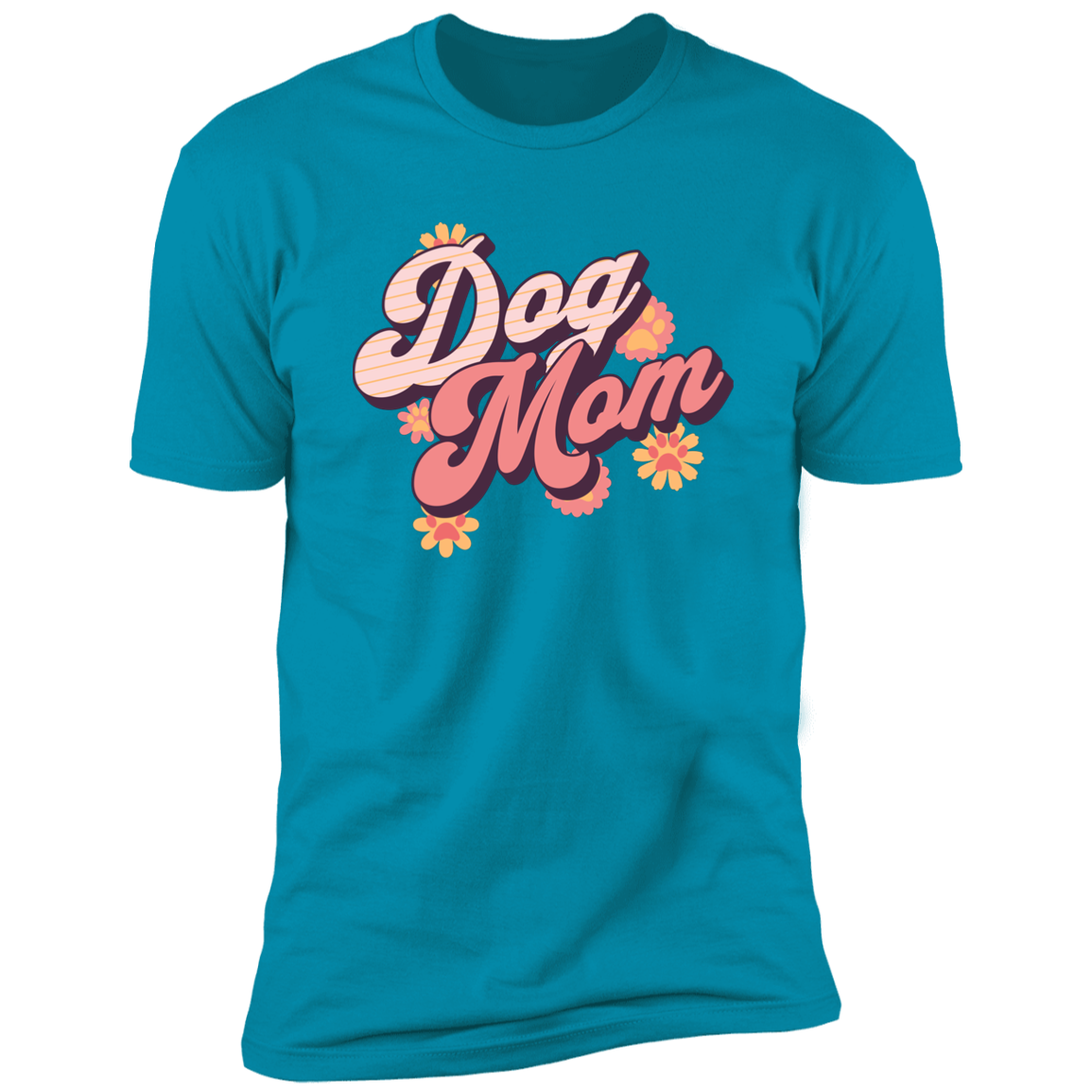 Retro Dog Mom t-shirt, Dog Mom shirt, Dog T-shirt for humans, in turquoise