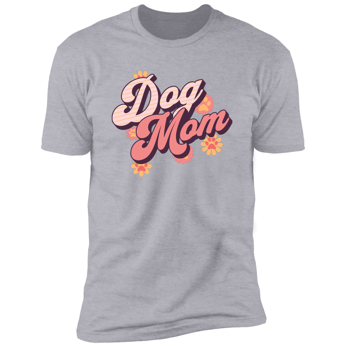 Retro Dog Mom t-shirt, Dog Mom shirt, Dog T-shirt for humans, in light heather gray