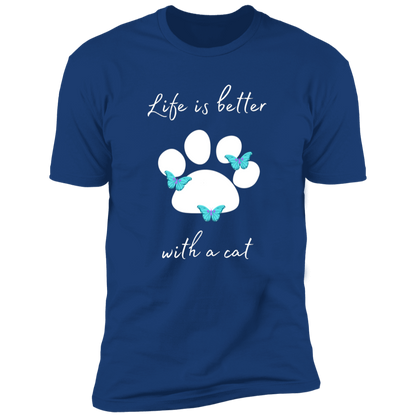 Life is Better with a Cat T-shirt, cat shirt for humans, Cat T-shirt in royal blue
