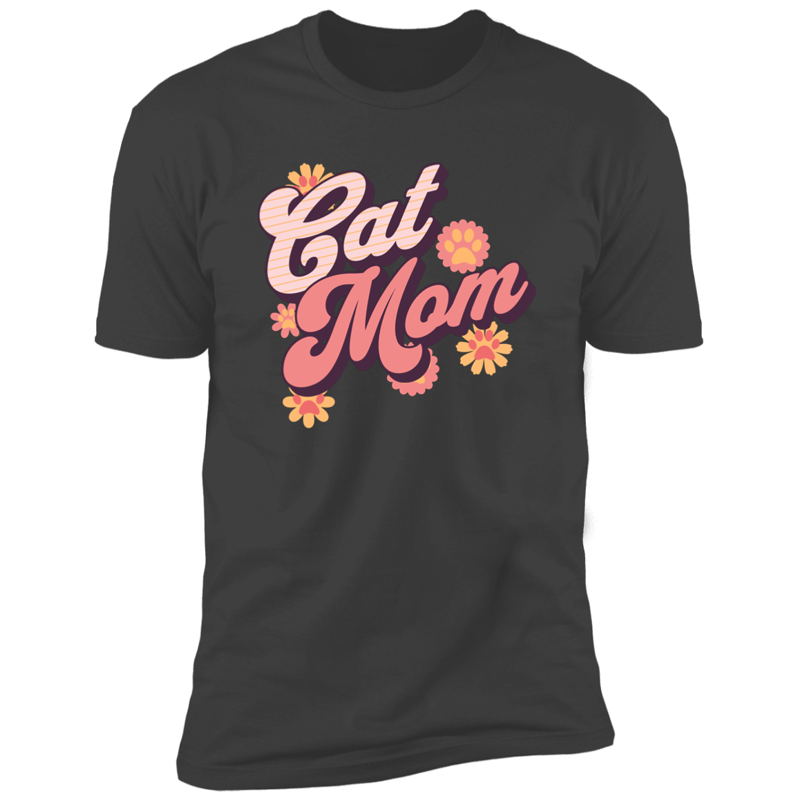 Cat Mom Retro T-shirt, Cat Mom Shirt for humans, in Heavy Metal Gray