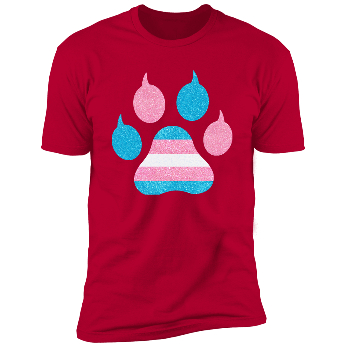 Trans Pride Cat Paw trans pride t-shirt,  trans cat paw pride shirt for humans, in red