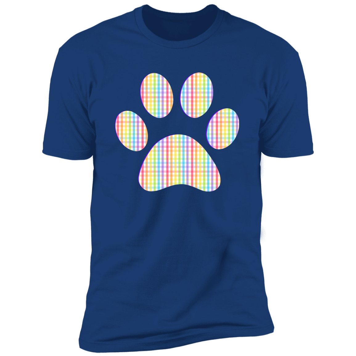 Pride Paw (Gingham) Pride T-shirt, Paw Pride Dog Shirt for humans, in royal blue