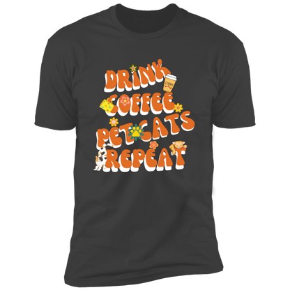 Drink Coffee Pet Cats Repeat T-shirt, Cat t-shirt for humans, in heavy metal gray