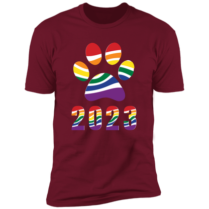 Pride Paw 2023 (Retro) Pride T-shirt, Paw Pride Dog Shirt for humans, in cardinal red