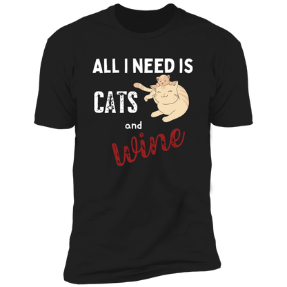 All I Need is Cats and Wine, Cat shirt for humas, in black