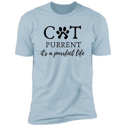 Cat Purrent It's a Purrfect Life T-shirt, Cat Parent Shirt for humans, in light blue