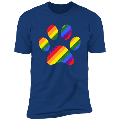 Pride Paw (Sparkles) Pride T-shirt, Paw Pride Dog Shirt for humans, in royal blue