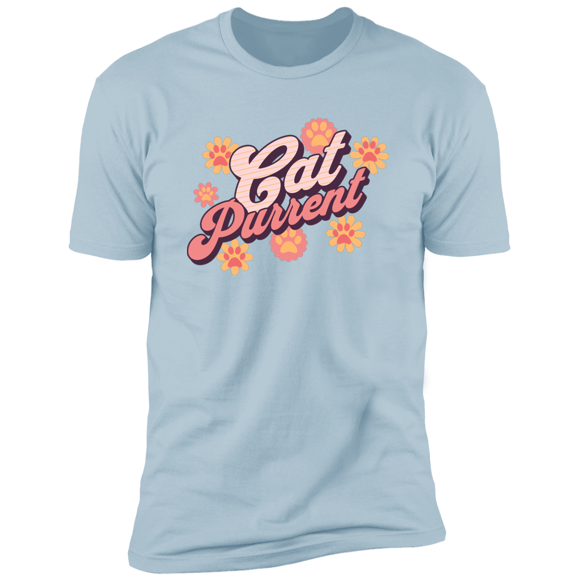 Cat Purrent Retro T-shirt, Cat Parent Shirt for humans, in light blue