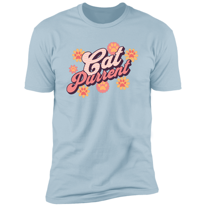 Cat Purrent Retro T-shirt, Cat Parent Shirt for humans, in light blue