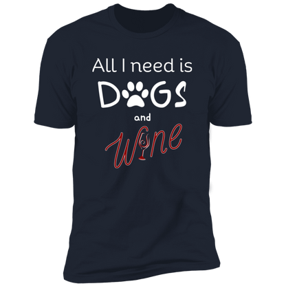 All I Need is Dogs and Wine T-shirt, Dog Shirt for humans, in navy blue