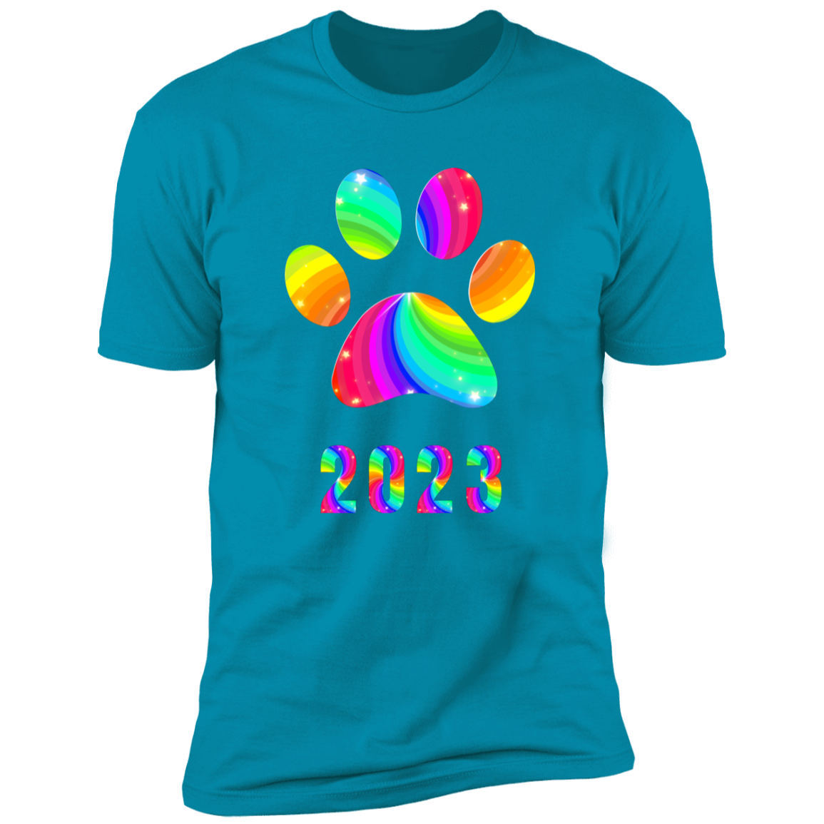 Pride Paw 2023 (Swirl) Pride T-shirt, Paw Pride Dog Shirt for humans, in turquoie