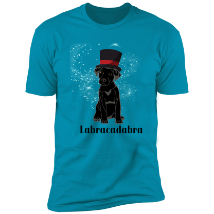 Labracadabra funny dog shirt, funny dog shirt for humans, funny labrador shirt. in turquoise